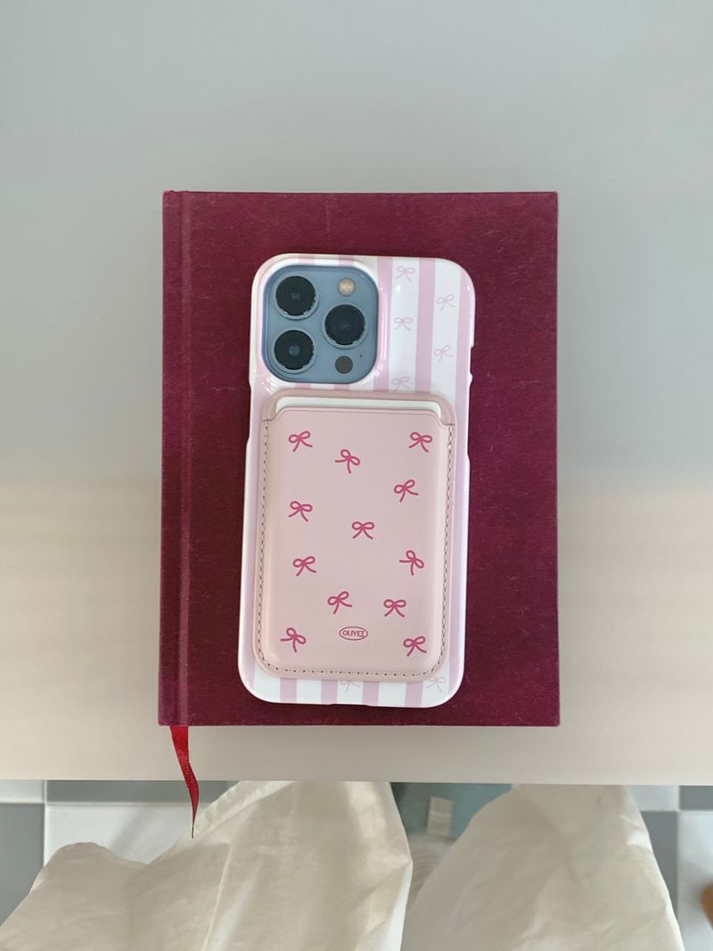 ribbon macsafe wallet (pink)