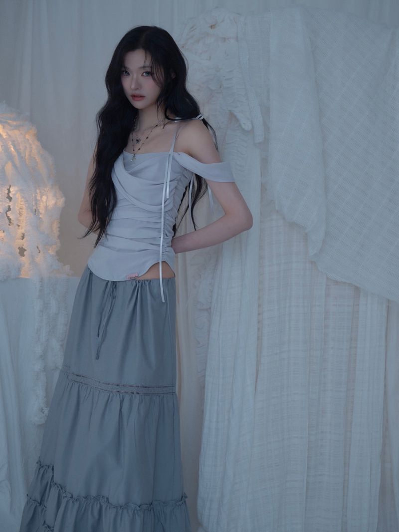 Glow Chiffon Shirred Sleeveless Blouse