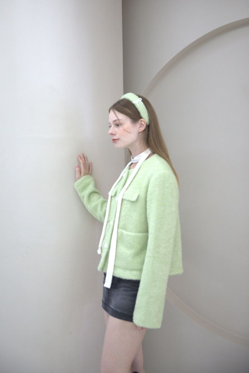 Feminine Pearl Fur Jacket Green