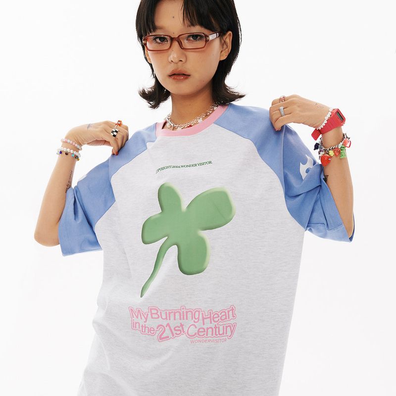 Clover Overfit Raglan T-shirt [Light Grey]