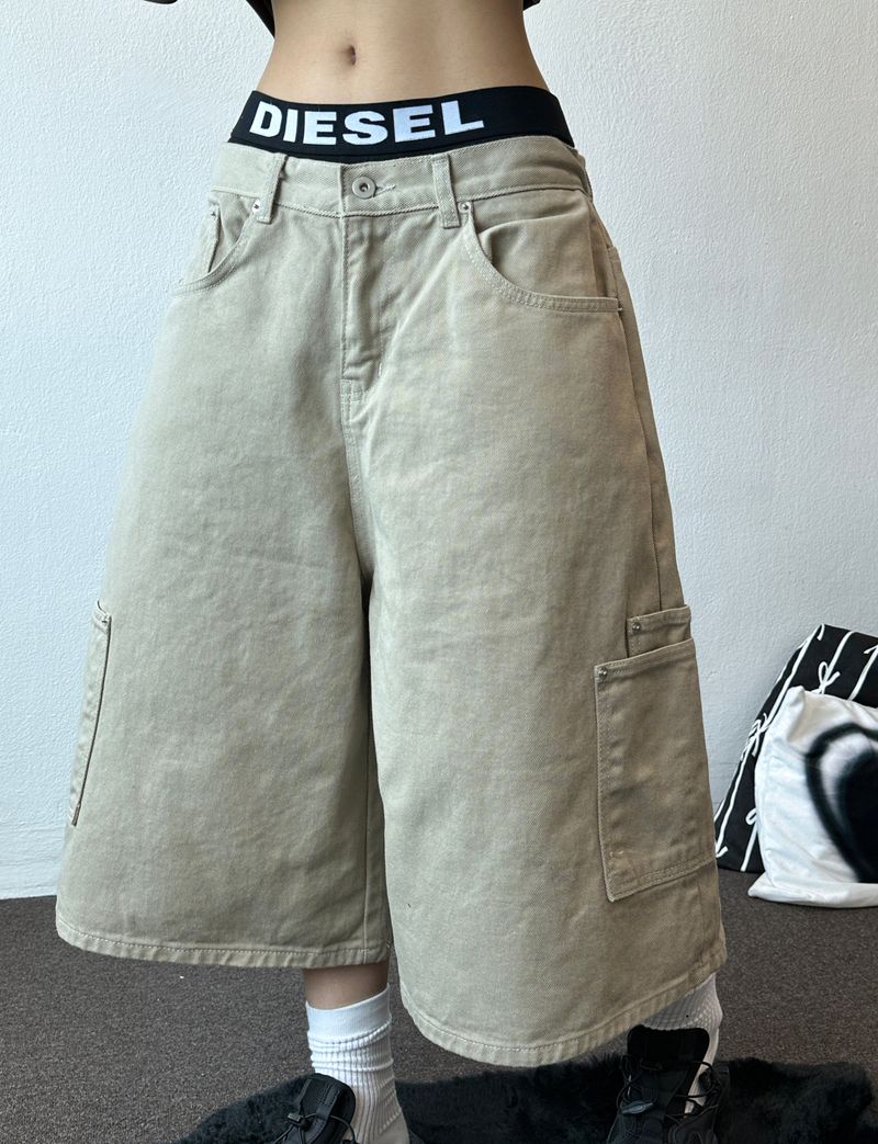 Double Ring Cargo Rivet Cotton Bermuda Shorts 3color