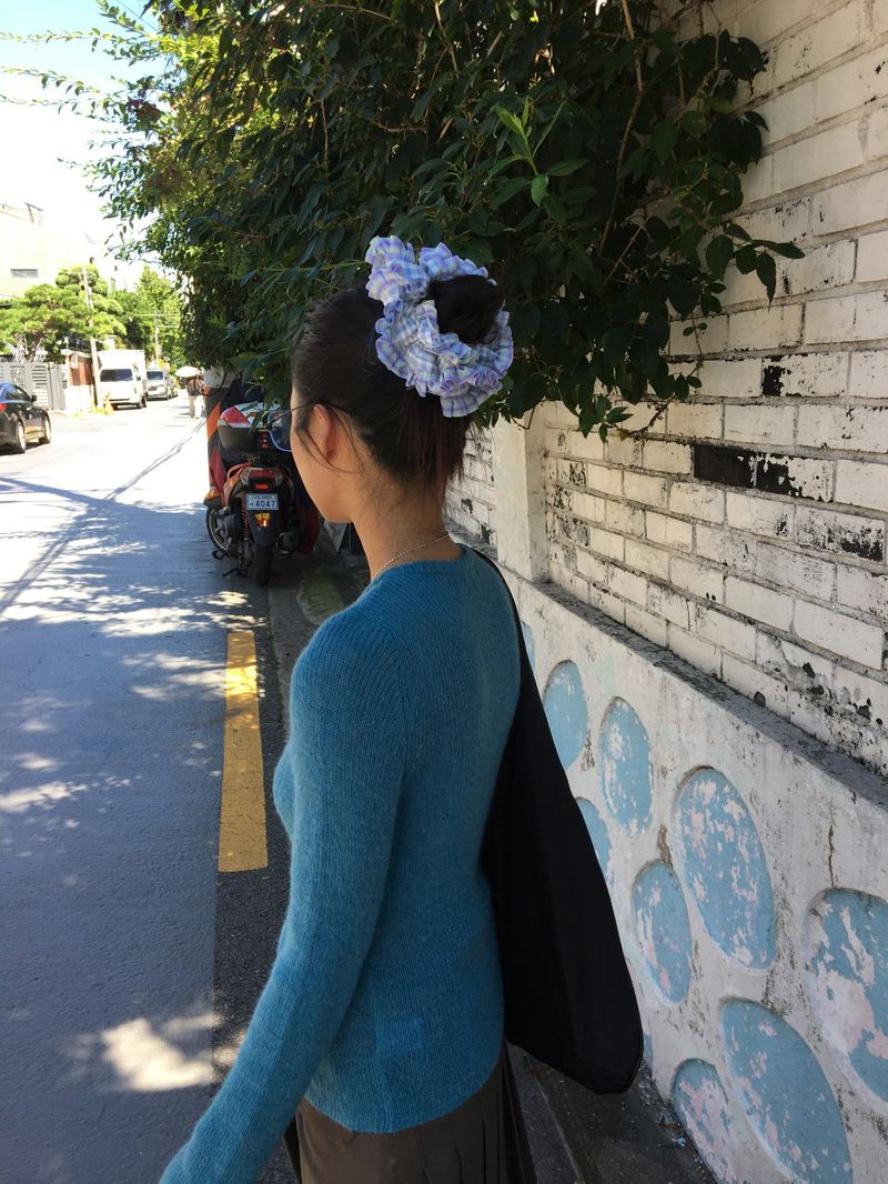 Ruffled Check Scrunchie (2color)