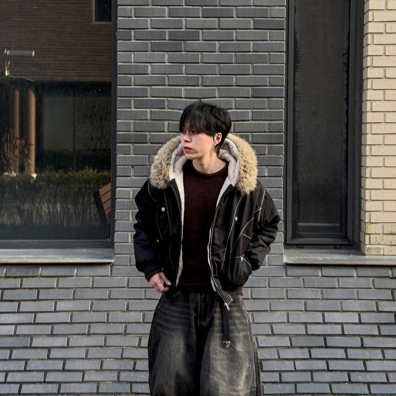 JIIGEUM（ジグム）の「カーンカッティングクロップラクーンジャンパー（ジャケット/アウター）」