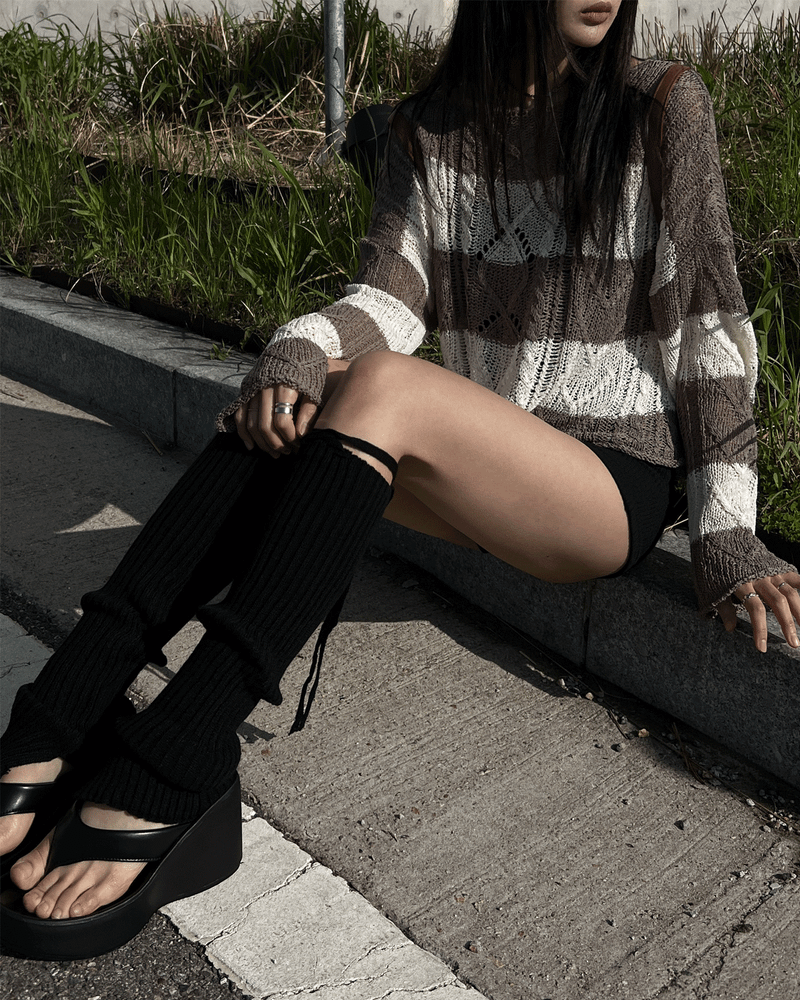 GUSTA（グスタ）の「Summer striped twist cover-up net knit (3 colors)（Tops）」