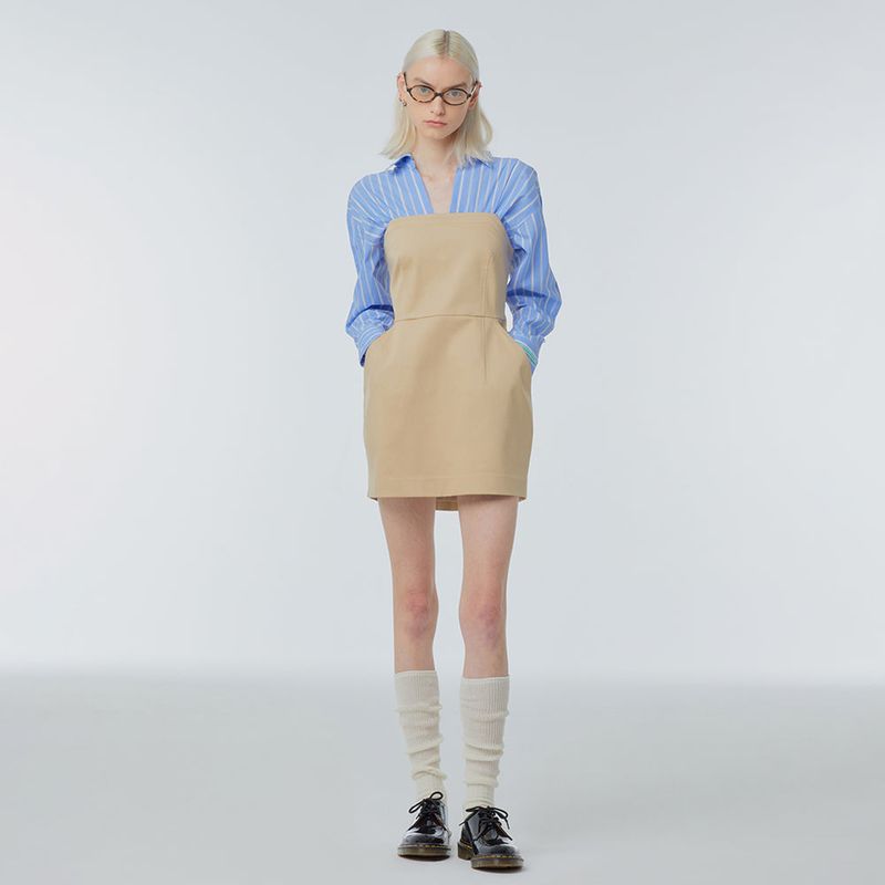 Blouse mixed mini dress