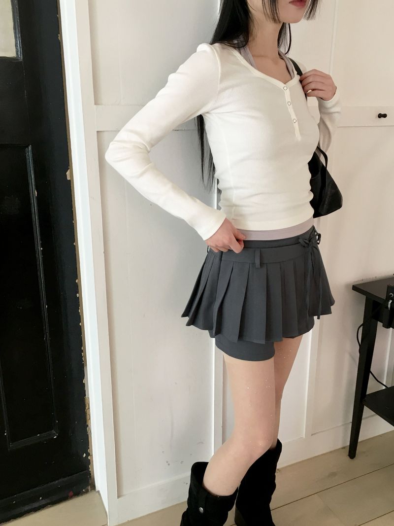 Wicca two-way ribbon pants pleated mini skirt