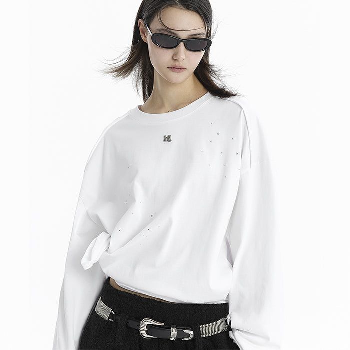 Incision Decky cubic oversized fit long-sleeved T-shirt_WHITE