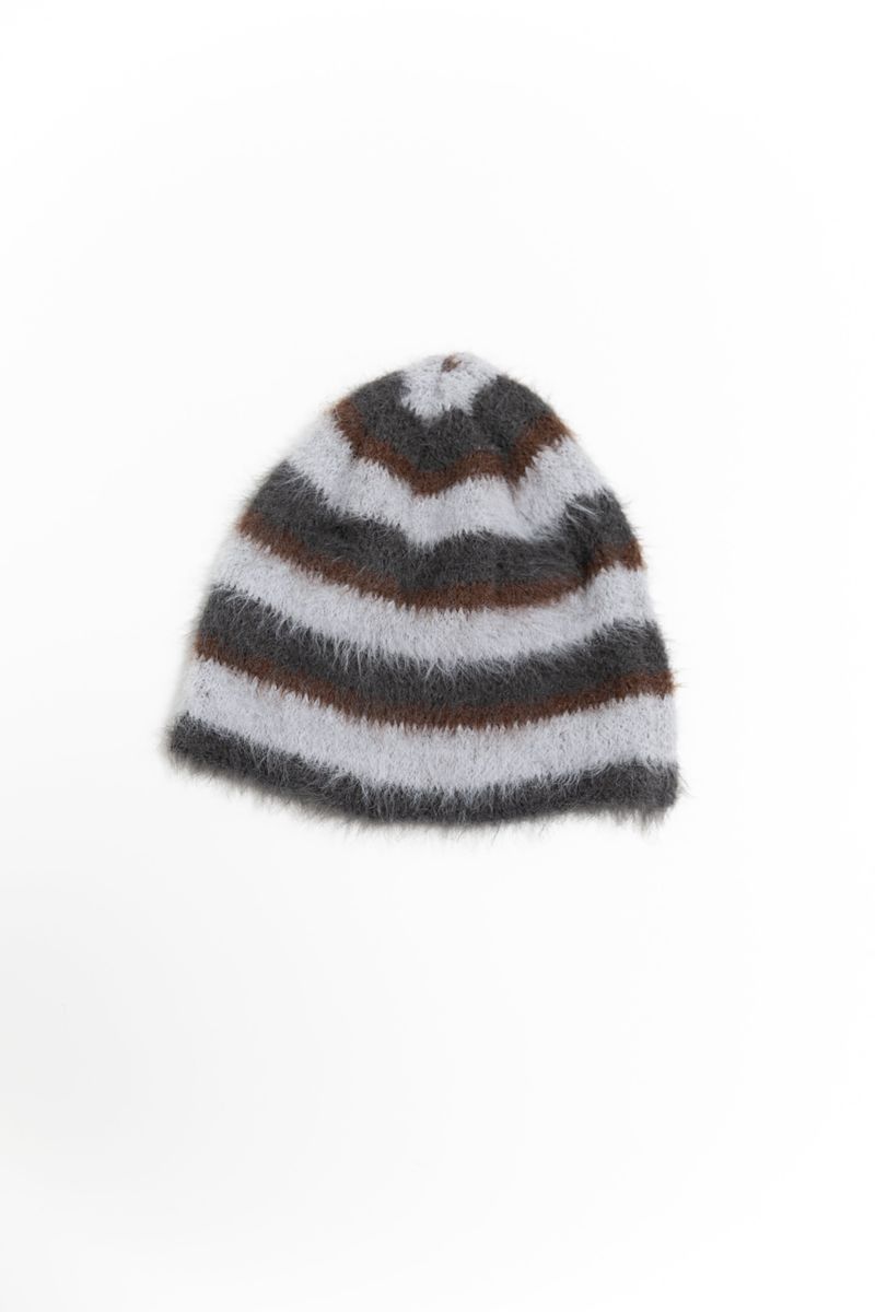 fluffy stripe color beanie(4colors)