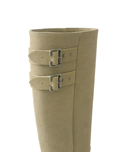 birkin down buckle matte suede boots