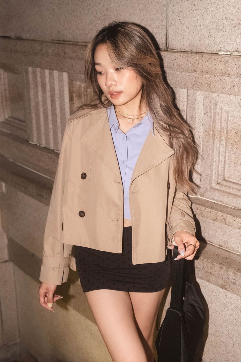 Marron Glacé Trench Coat Cropped