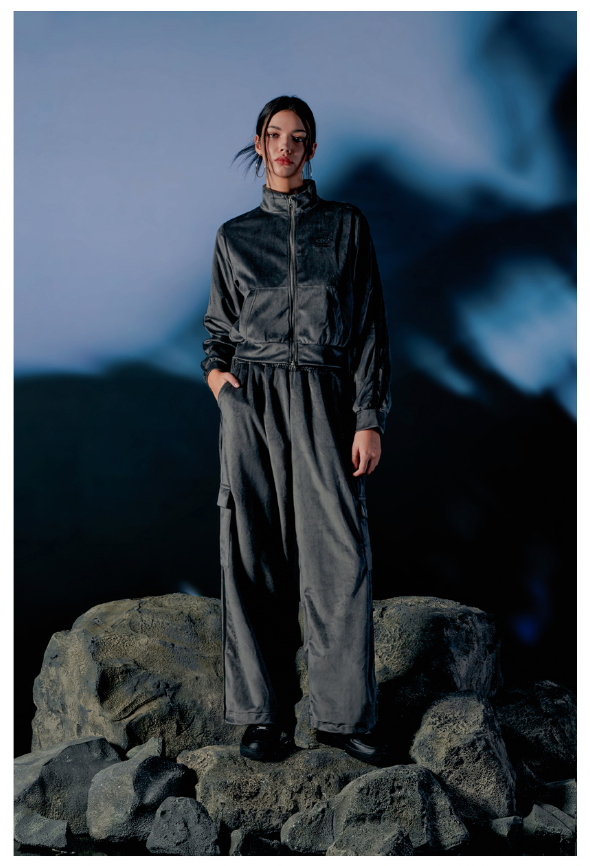 Velour Sporty Track Crop Zip-Up
