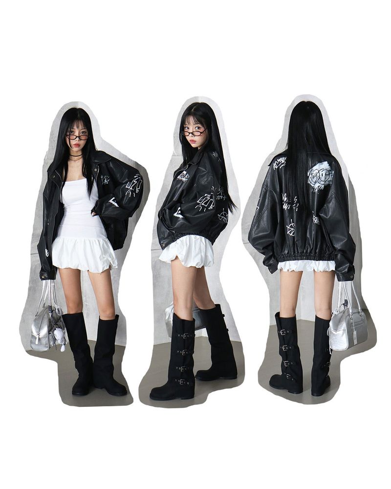 Delight-J（ディライトジェイ）の「graffiti-printed rider jacket（Jackets/Outerwear）」