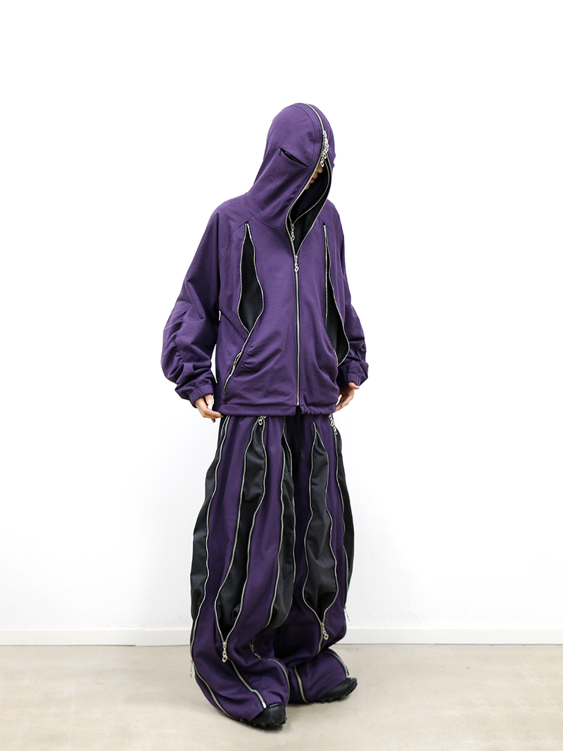 RELABEL (Dream Fracture) Multi-Zip Genuine Double-Layer Cut Four-Zip Hooded Back-Zip Oversized Sweatshirt