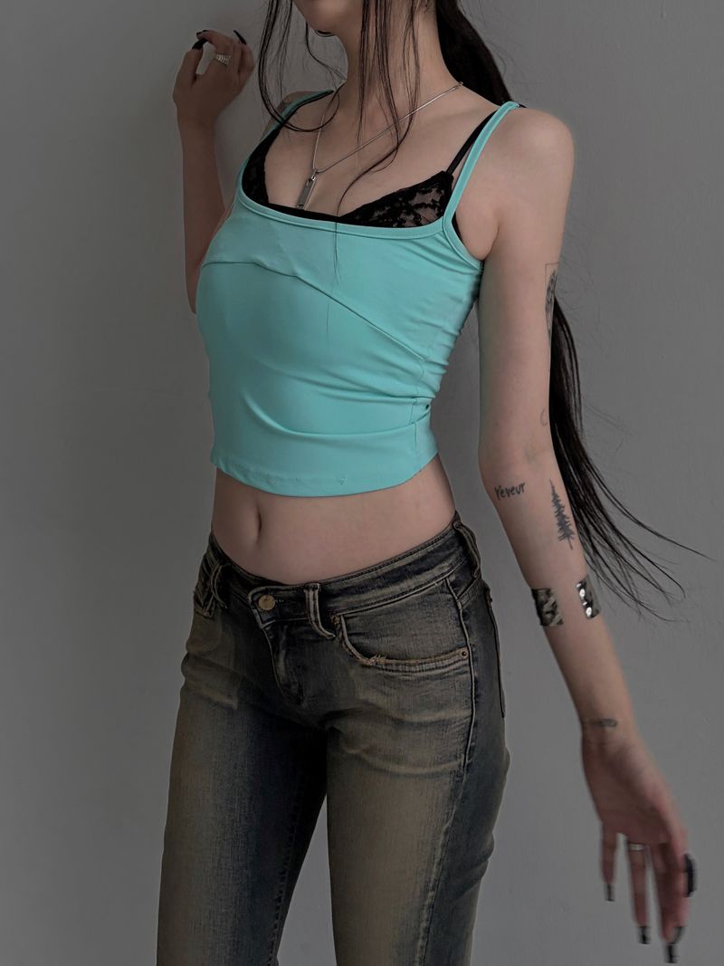 lace bra layered top (2color)
