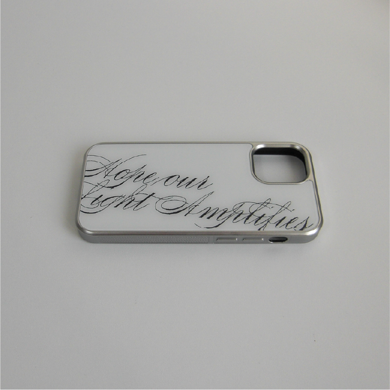 [MADE] slogan silver glass bumper case (white)