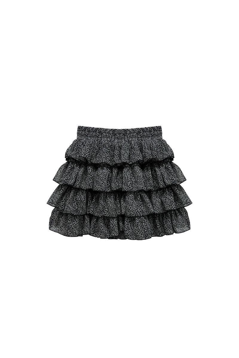 LEOPARD CANCAN MINI SKIRT PANTS / GRAY