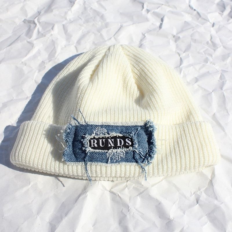 RUNDS（ランド）の「denim patchwork watch cap (white)（Hats）」