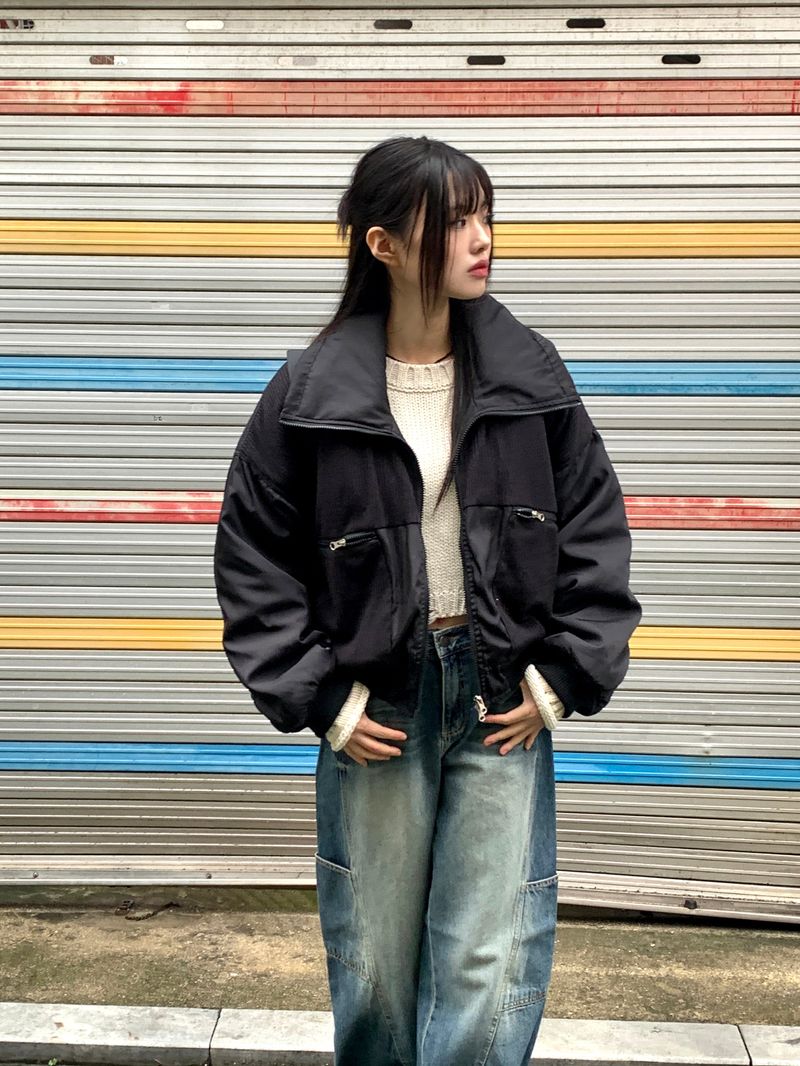 WONDER WONDER（ワンダーワンダー）の「[MADE] Beckin high neck knit color combination balloon aviation jumper（Jackets/Outerwear）」