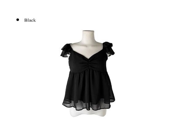 Sean V Shirring Frill Sleeveless Blouse