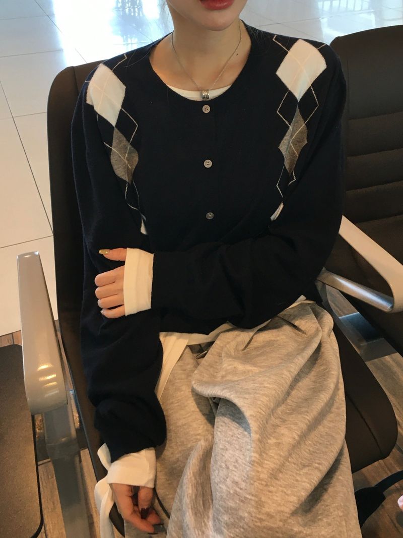 Able Argyle Knit Cardigan (2c)
