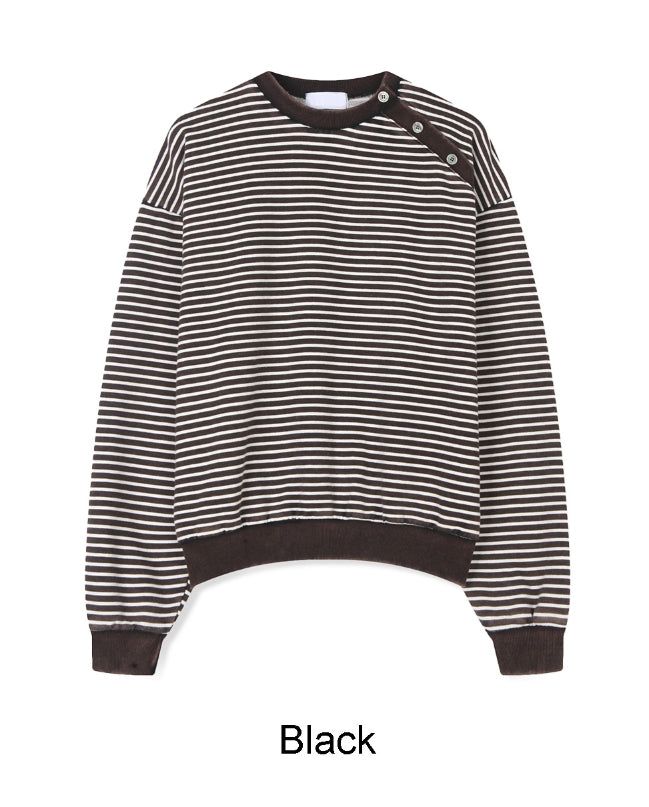 Cardil Button Stripe Sweatshirt