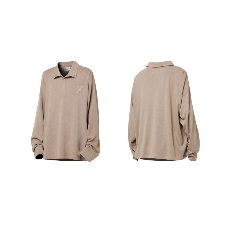 RELABEL('LABEL) Tencel cotton wool moisture wicking skin-friendly magnetic collar embroidery commuting knitted shirt