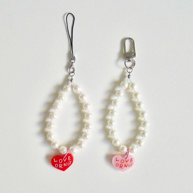 [MADE]Red Love-Pearl Pink Beads Strap