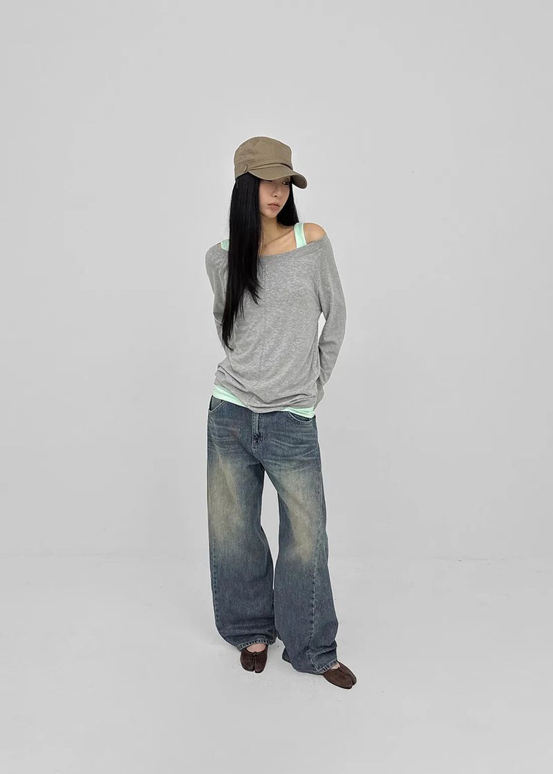 [MADE] HUR Off-shoulder Raglan Long Sleeve Tee