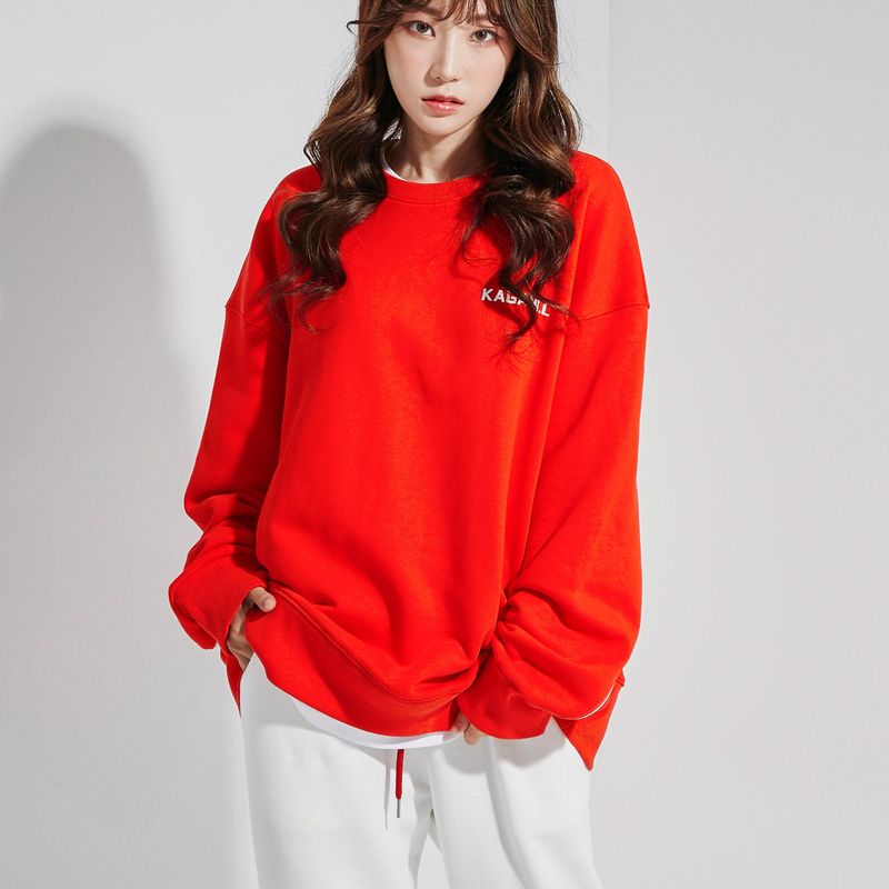 Oversize Back Line Sweat shirt Red