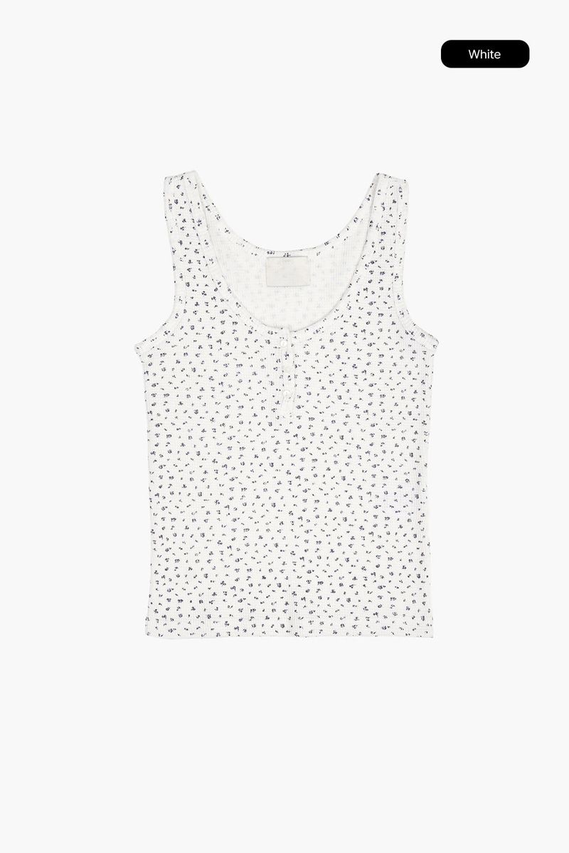 Flower waffle henley sleeveless