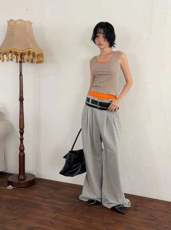 RAW-CUTTING RIVET SWEAT PANTS