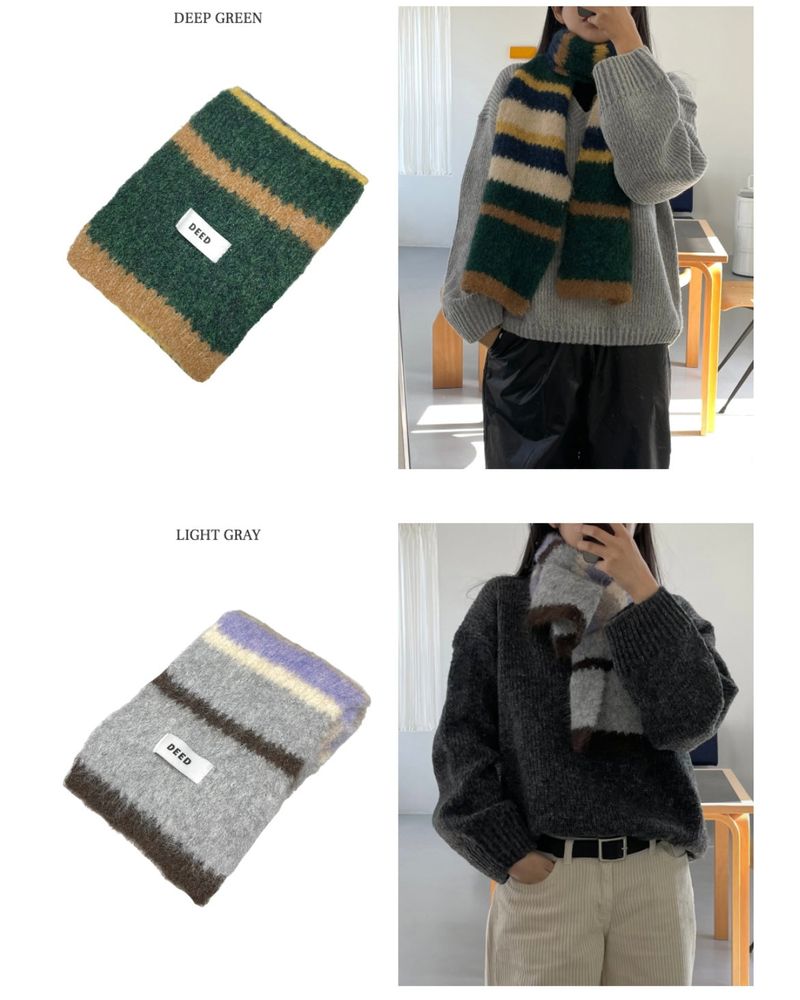 Phyton Mohair Wool Stripe Muffler 4C