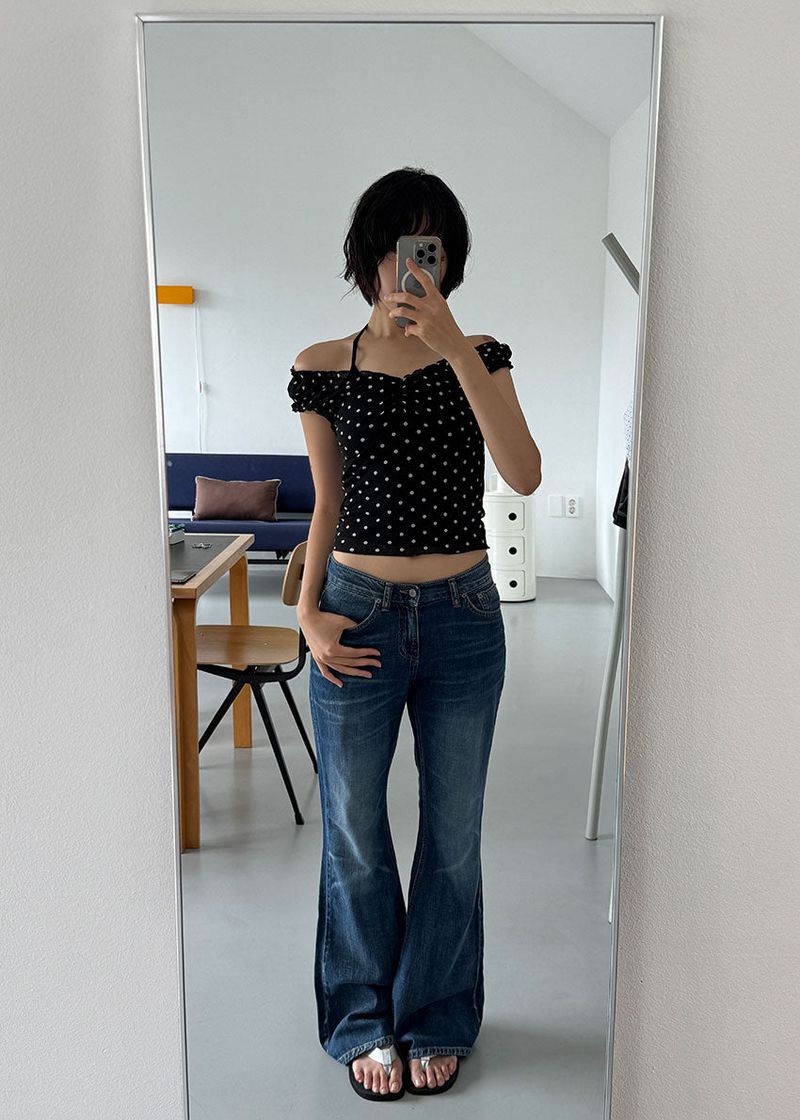 SHIRRING DOT 2-WAY TOP