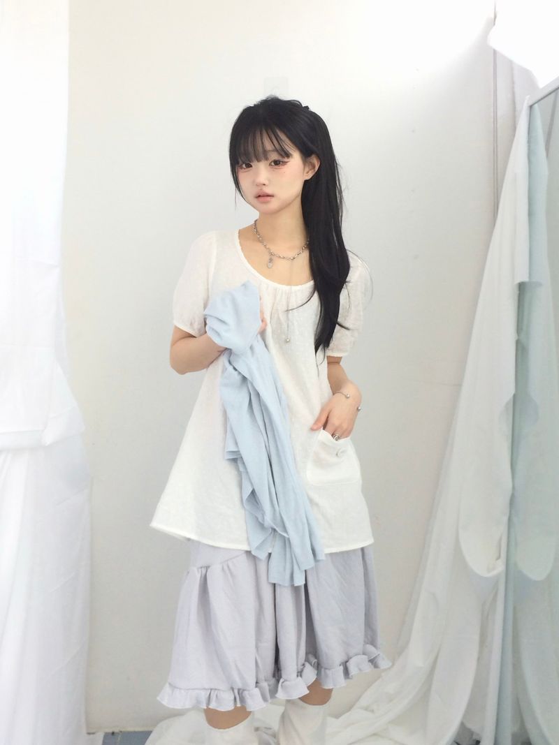 Flare cotton incision skirt
