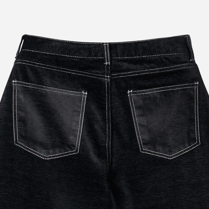 Button Curved Velvet Pants