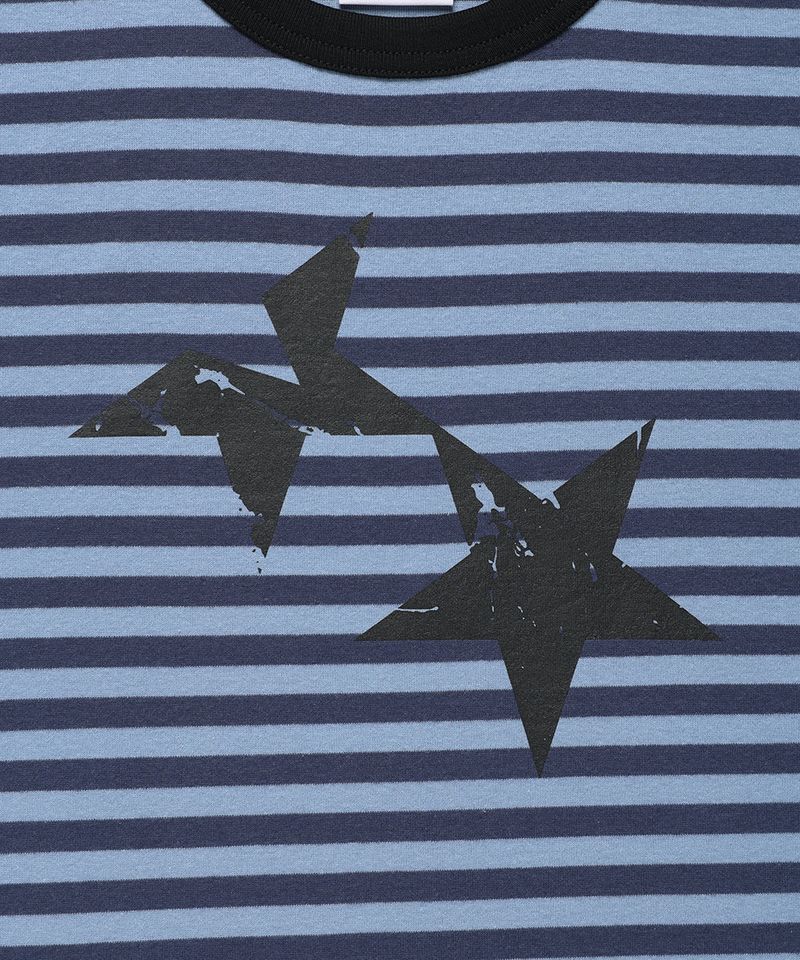 STRIPED TWIN STAR RINGER SS TEE BLUE(CV2GMUT505A)