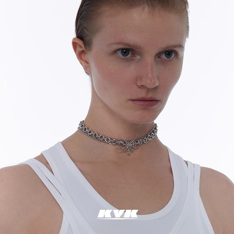 KVK SPIDER Spider Multi-Track Chocker Necklace