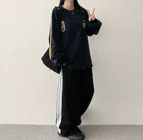 Enz Side Track Line Wide Pants