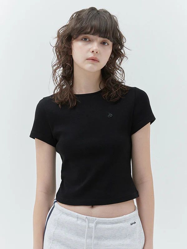 KIRSH PLAIN SLIM FIT T-SHIRT - BLACK    