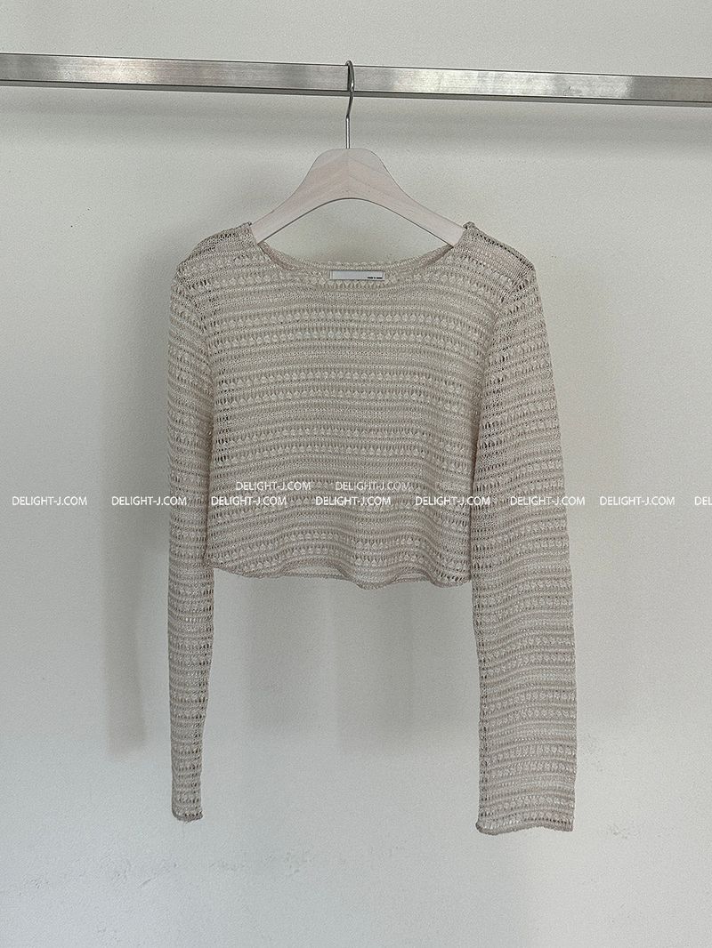 Crochet See-Through Cropped Knitwear