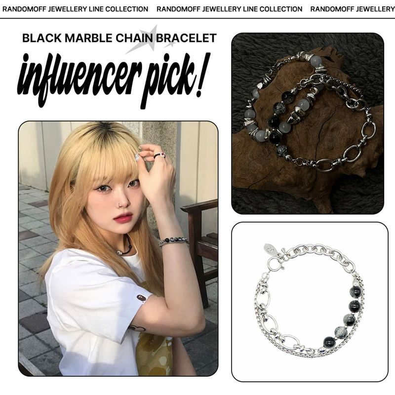 [Celeb pick] Black Marble Chain Bracelet