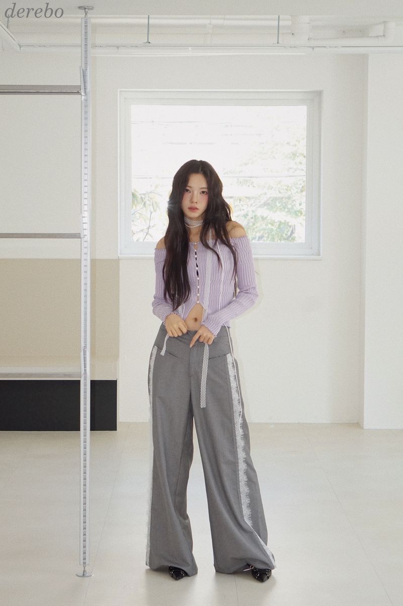side lace wide slacks