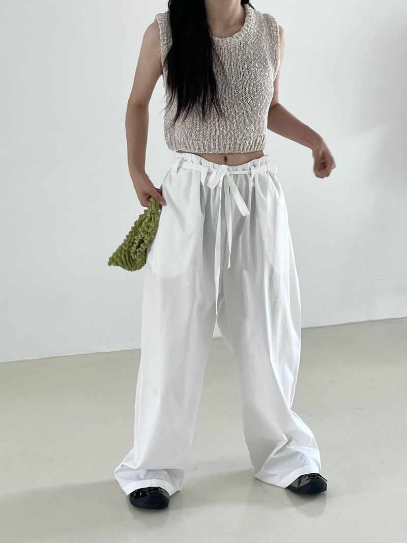 Natural Sleeky string pants