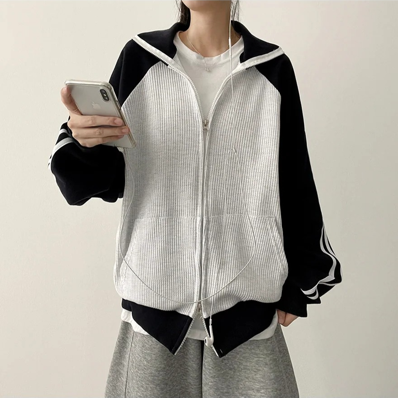 Waffle Two Tone Mix Nagrang Track Zip-Up