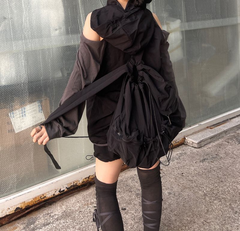 shoulder slit wind anorak hood
