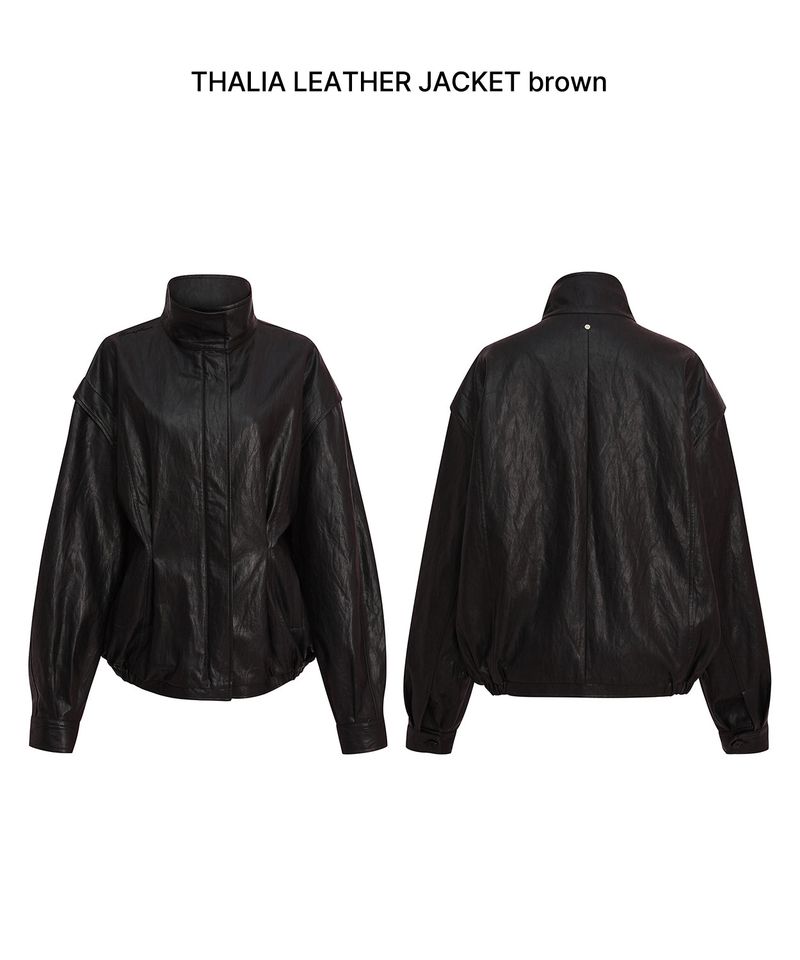 THALIA LEATHER JACKET deep brown