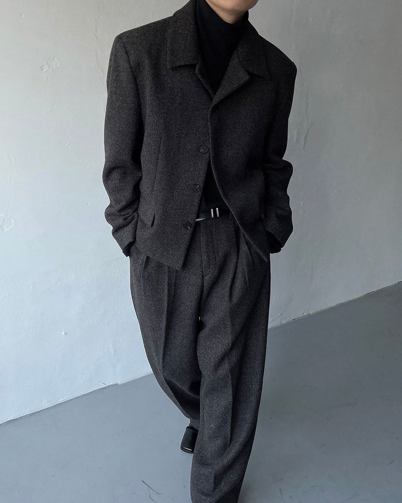 CR Youth shuffle two-tuck wool wide pants (3 colors)