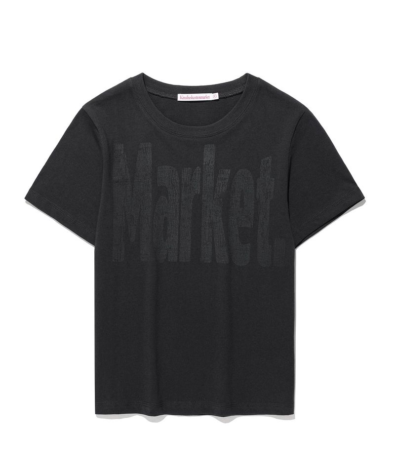Kims Fresh Cotton Market(キムス フレッシュ コットン マーケット)の「クラックマーケットロゴTシャツ Charcoal(トップス)」