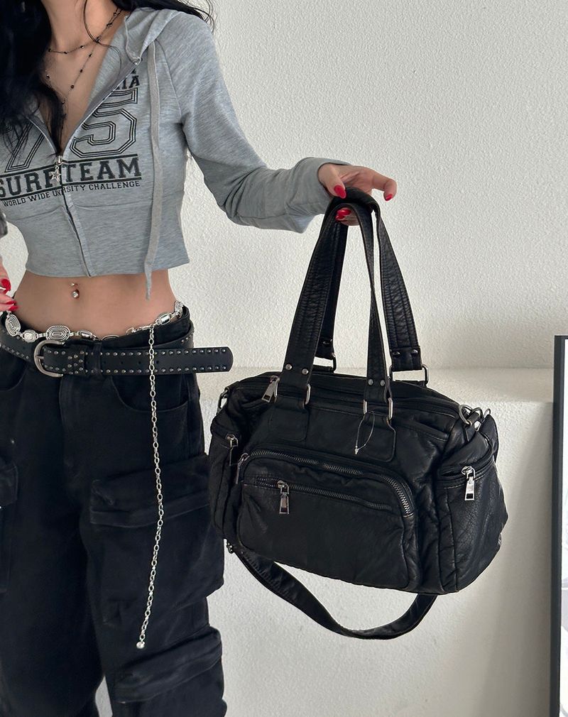 Star cropped mini hoodie zip-up
