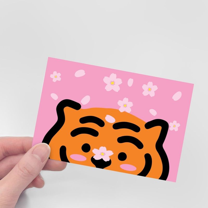 CHERRY BLOSSOMS TIGER POST CARD